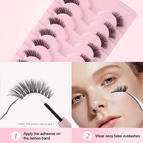 Parriparri Half Lashes with Clear Band Cat Eye Lashes Natural Look 10 works Corner False Eyelashes Demi Fake Lashes Fluffy Wispy Faux Mink Eyelashes - Image 4