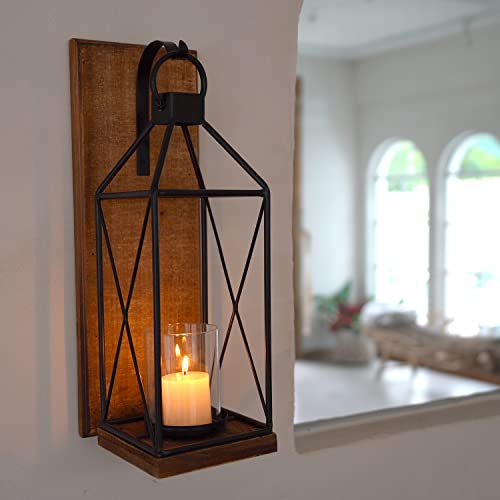 Homemory Wall Candle Sconce, Decorative Hanging Candle Lantern with Windproof Glass Holder