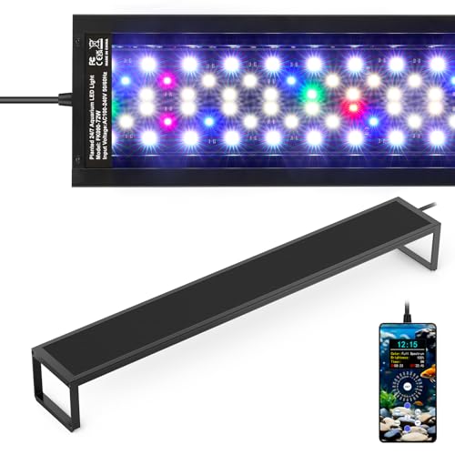 fishkeeper Éclairage LED WRGB à 6 rangées pour aquarium, mode 24/7 avec synchronisation à 1 touche et fonction de mémorisation, lampe d'aquarium avec...