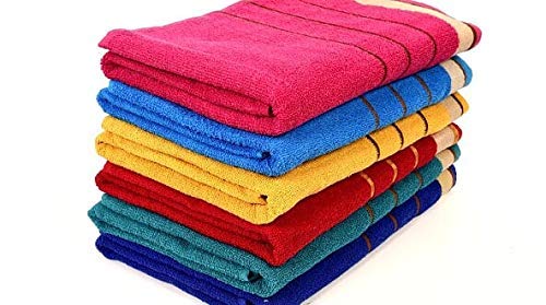 Bolbom's- Premium 100% Cotton 6 Piece Bath Towels Set | Mixed Random Color Assorted Style | Size - 28" X 58" | Highly Absorbent Durable, Light Weight Bathroom Towels Perfect For Daily Use #TOP5