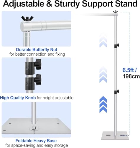 Kit support de backdrop argenté EMART avec base en acier stable - 5