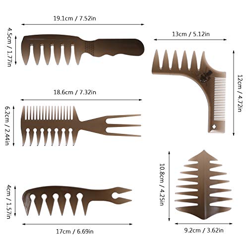 KKmoon Kit de pentes de plástico 5 peças de penteado para desembaraçar cabelo Pente de dente largo P