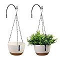 JSVER 2 Packs 8.2 Inches Plastic Hanging Planter Hanging Planters for Indoor Plants, Hanging Plant Pot with Drainage Hole, Iron Chains and 2 Metal Hooks for Home, Garden