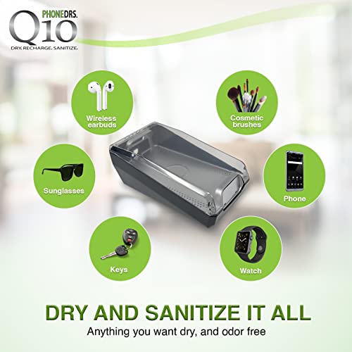 PHONEDRS Q10 UV-C Cell Phone Sanitizer with Dryer and Qi Wireless Charging | Cleans, Dries and Charges All Phones