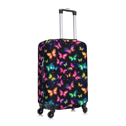 Colorful Neon Butterfly Travel Luggage Cover Suitcase Protector Washable Baggage Covers Fits 18-30 Inch Casex-Large3