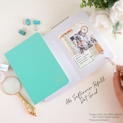 Image of NEORAH -A6 Dotgrid Notebook SOFT COVER Organiser REFILL|Dotted notebook Journal | 110 GSM |160 pages (Size 14.8 cm x 10.5 cm) Planner Journaling Writing Note Taking Diary,Travellers journal- TEAL