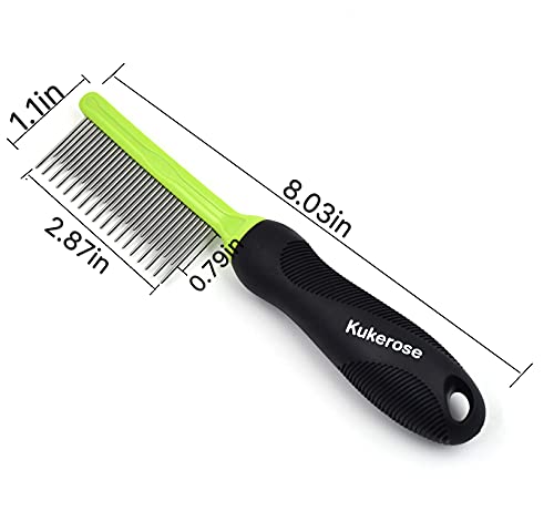 Kukerose Pet Grooming Comb, Long and Short Teeth Comb for Dogs & Cats, Smooth Stainless Steel with Non-Slip Grip Handle… - Image 8