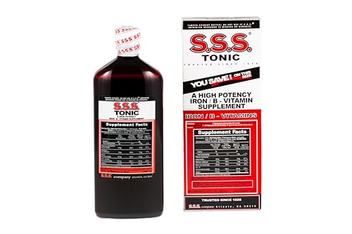 S.S.S. Tonic High Potency Iron Supplement with B1 B2 B3 Vitamins 20 fl oz Liquid Formula for Energy Vitality & Wellness Easy-to-Take Iron-Rich Made in USA for Women & Men