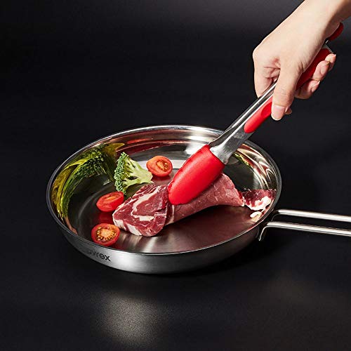 Szczypce Silikonowa klips do spożywczych ze stali nierdzewnej nadaje się do grillowania w kuchni Anti-Spalding Grill Steak Steak Rozmiar: 27 cm (Size : A)