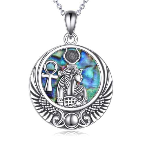 YFN Isis Necklace Sterling Silver Egyptian Pendant Abalone Shell Egypt Jewelry Isis Gifts for Women Men