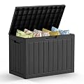 Mars Villa 45 Gallon Deck Box, Resin Outside Storage Box Waterproof for Patio Furniture Pillows, Pool Supplies, Gardening Tools, Indoor and Outdoor, Weatherproof and UV Resistant, Black