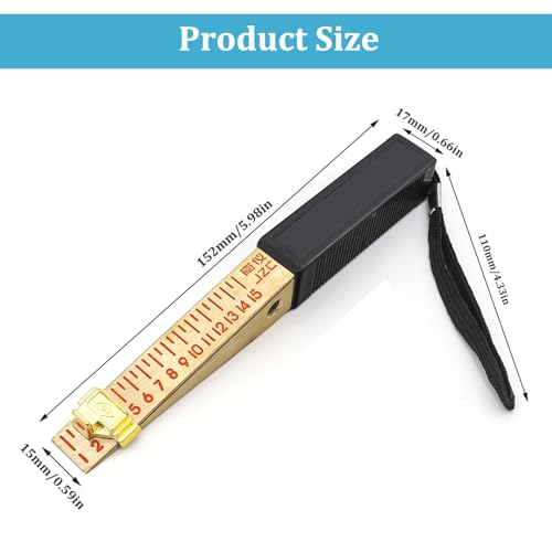 Youzzei Keilförmiger Fühlerlehre, 1-15 mm Fühlerlehre Messgerät, Technisches Lineal, Kupfer Türspaltmessgerät für Die Haustechnikinspektion, Ebenheitsmessgerät, Lineal (0,5 mm)
