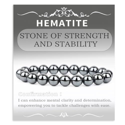 Bymitel 10mm Hematite - Handmade Reiki Gemstone Stretch Bracelet, Natural Beauty & Spiritual Essence, Crystal Healing for Unisex Adults