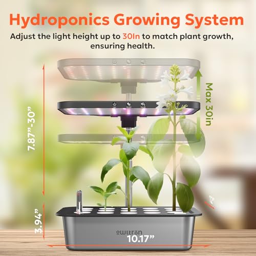 Image of owltron Smart Hydroponics Growing System Kit,15 Pods Indoor Herb Garden with 36W LED Grow Light & APP Control, Planting Height Up to 30 inch, Quiet Water Pump, Ideal Gift for All Ages