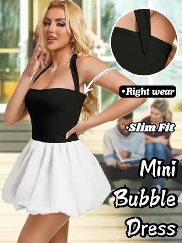 Image of ChiaoLezhee Halter Mini Bubble Dress, Date Night Birthday Homecoming, Coquette Short Corset for Women, Sexy Cute Going Out