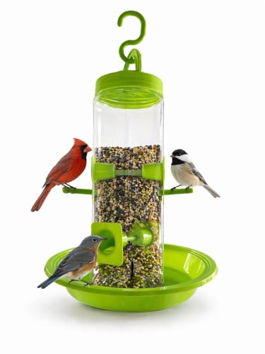 Image of PuraMart Hanging Bird Feeder for Garden, Balcony (1 Litre) | Bird Food Dispenser | 4 Feeding Ports | 360 Perch | Weatherproof Bird Feeding Station | Indoor & Outdoor Use (Feeder(Pack of 1))
