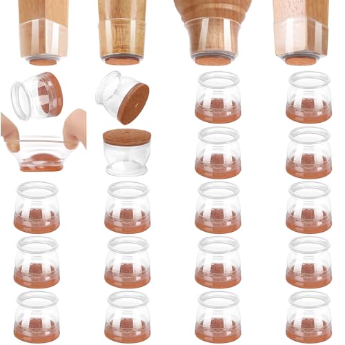 Image of CHUNZEXI 16 Pack Chair Leg Floor Protectors for Hardwood Floors, Silicone Felt Covers Pads Caps, Protect Wood Furniture Feet Floors Noise Reduce and Scratch (Universal Large)