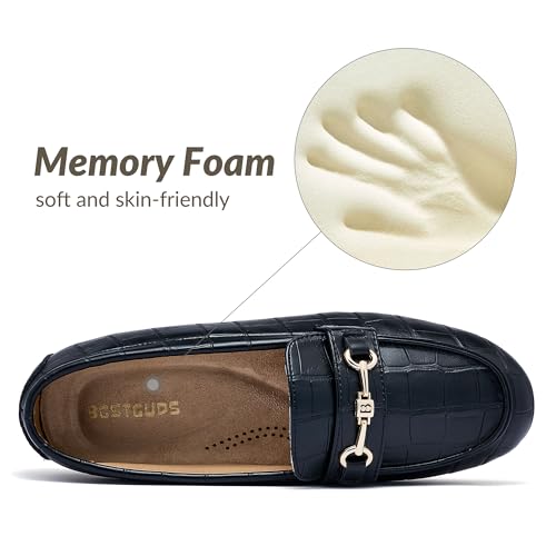 Image of BGSTGUDS Women's Wide Loafers Shoes Cute Dressy Shoes Ladies Comfort Slip Ons Work Shoes