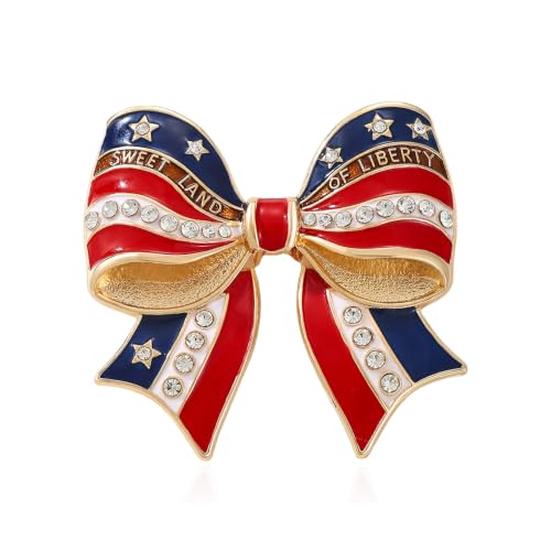 Image of YOQUCOL USA Flag Womens Brooch Pin American Patriotic Enamel Brooches for Women Dress Accessories