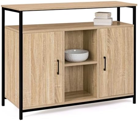 IDMarket - Buffet 100 cm Detroit 2 Portes avec étagères Design In...