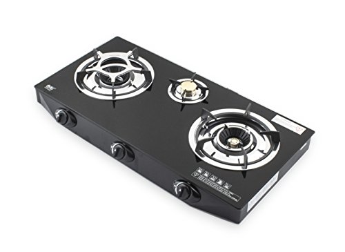 NJ NGB-S3 Hornillo de Gas de Cristal Templado con 3 Quemadores para el uso al interior 7,8 kW