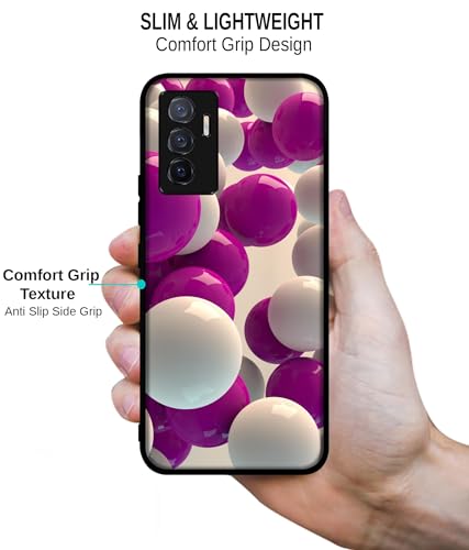 Image of 3D Balloons Design Premium 2D Printed Metal Back Case Cover for Vivo V23E 5G / Y75 4G, Multicolor