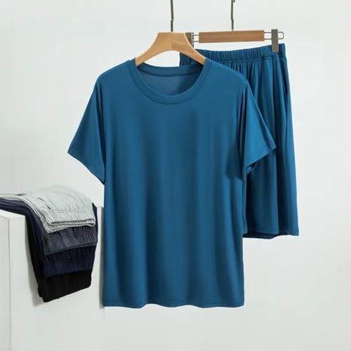 Men's Sleep Sets,Modal Pajamas Set Ultra Soft Sleepwear Short Sleeve Top & Shorts PJS Lounge Set 2 pieces2