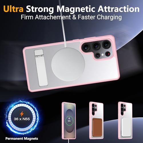Image of SPIDERCASE Only for Samsung Galaxy S25 Ultra Case, Magnetic with [3 Stand Ways][ Military Grade Drop Protection] with Invisible Stand Shockproof Slim Case for S25 Ultra 5G 6.9'',Pink