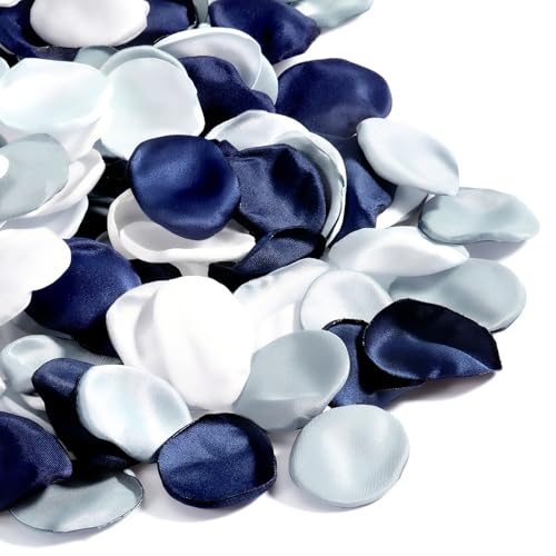 Vin Beauty 200pcs Silk Rose Petals for Weddings, Dusty Blue Flower Silk Petals Flower Girl Scatter Petal for Wedding Aisle Scatter, Aisle Table Centerpieces, Romantic Night Home Decor