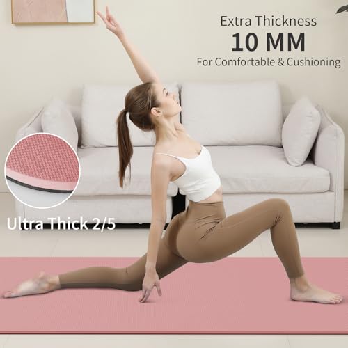 Image of PAIDU Yoga Mat Non Slip Anti-tear,extra thick-2 /5 inch（10MM）High Resiliency Professional POE Yoga Mats for Women Men Kids,72 inchx24 inchinch,Workout, Yoga, Pilates and Floor Exercise, with Carrier Strap
