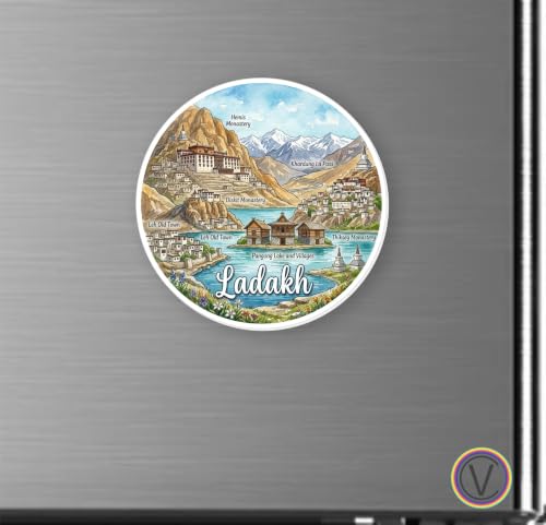 Image of Ladakh Textured Finish Acrylic Fridge Magnet - UV Texture Printed, Stylish Multicolor Magnet for Fridge, Wardrobe & Metal Surfaces, Pack of 1 (Ladakh)