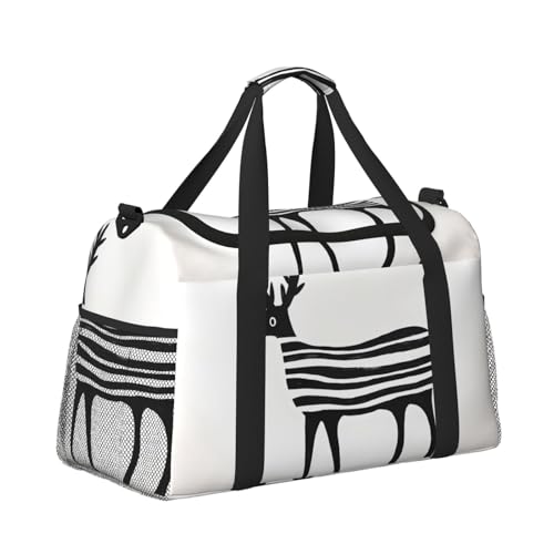 Funny deer Printed fitness travel bag. Perfect for yoga training, short trips, and swimming gear.3