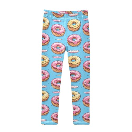 Girls Leggings Donut Blue Print Soft Toddler Leggings for Girls Kids Pants Size 4T-10T