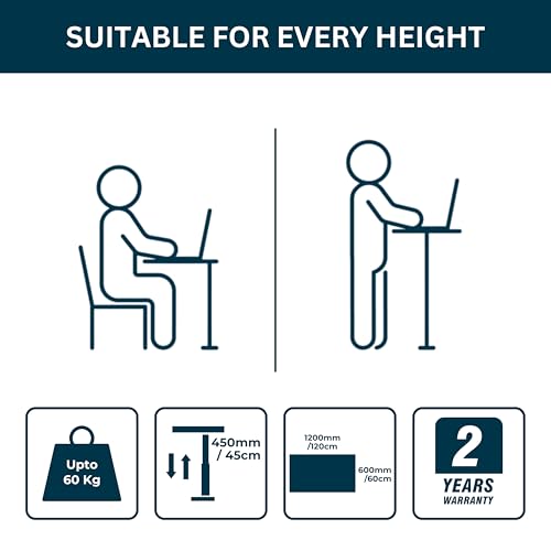 Image of Manual Height Adjustable Non-Electric Sit-Stand Workstation Smooth Hand Crank Lift System Sturdy Stee (Black Frame | Highland Pine, 120X 60 cm | 4x2ft | 48x24 Inches)