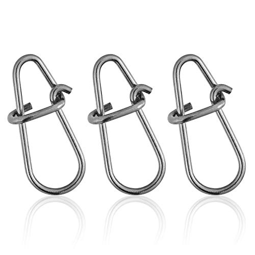 Dr.Fish 50PCS Crankbait Snap Fishing Nice Snaps Stainless Steel Fishing Lure Snap Quick Snap Hook Connector Duo-Lock Snap Swivel Bait Safety Snaps and Clips for Bass Pike