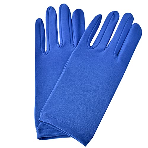 Blau Handschuhe Damen Elegant Kurz Stretch Satin Handschuhe 1920Er Braut Tanzhandschuhe Party Gloves Erwachsene Größe Länge 22Cm Für...