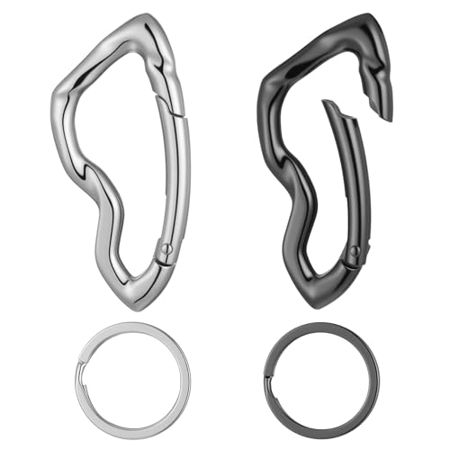 2 Stück Karabiner Schlüsselanhänger Cooler Unregelmäßiger Y2k Schlüssel Karabiner Titan Carabiner Gothic Schnellverschluss Mit Schlüsselring Karabinerhaken Für Unisex Camping Wandern