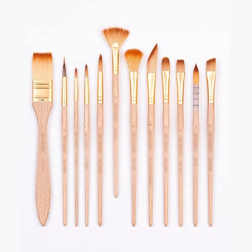 Brosse peinture à l'huile nylon or de qualité supérieure avec manche bois