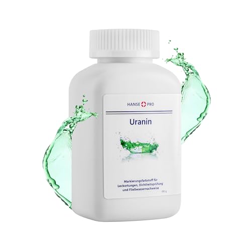 Hanse Pro Uranin, 1 x 100 g I Markierungsfarbstoff I Leckortung I Leckageortung I Dichtheitsprüfung I Wasserfärbemittel I Färbemittel I Pulver I Fluorescein
