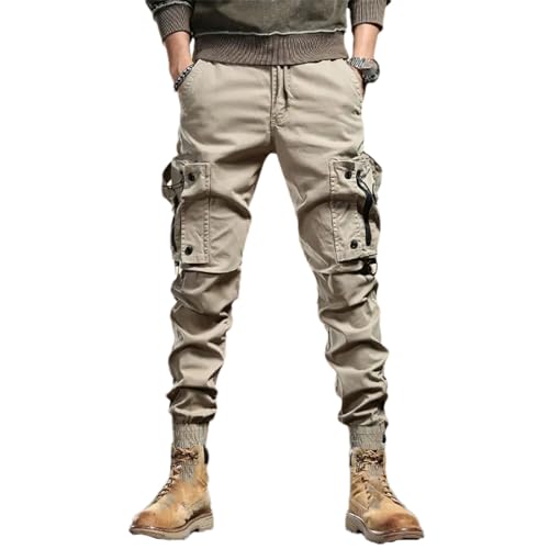 Men's Casual Drawstring Cotton Trousers Cargo Pants