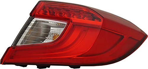 Evan-Fischer Tail Light Compatible with 2018-2020 Honda Accord With bulbs Passenger Side Outer