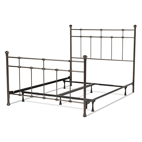 Dexter Complete Bed With Decorative Metal Castings And Globe Finials, Hammered Brown, Queen #TOP8