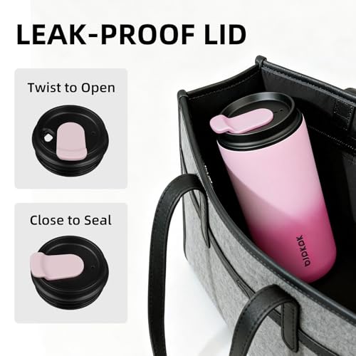 Image of BJPKPK 16oz Insulated Travel Coffee Mug, Stainless Steel Tumbler | Thermal Cup, Keeps Hot /Cold, Leakproof, Double Wall Vacuum, Dishwasher Safe, Wide Mouth, Office & Outdoor, Cherry Blossom