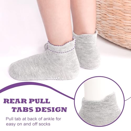 Image of Toddler Socks SkiBeaut 12 Pairs Non Slip Skid Ankle Socks For Kids Boys Grips Cotton Crew Socks For 1-10 Years