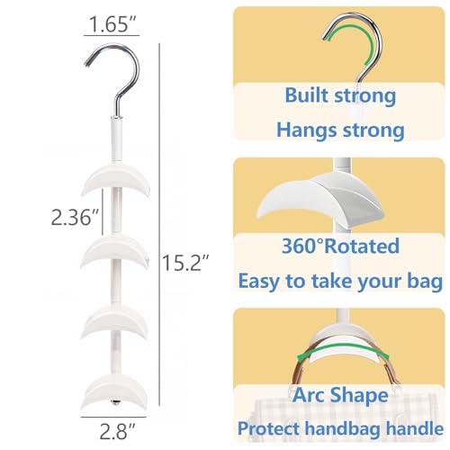 Purse Hanger Organizer for Closet 2Pack, Hanging Bag Holder, with 4 Hooks, Hanging Organizer for Handbag Keeping Purses, Storage Hook Backpack Rack Space Saving Hanger