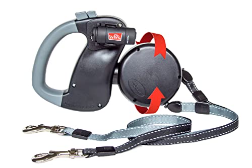 WIGZI Dual Doggie Retractable Leash with Light (L.E.D), No Tangle 360 Coupler, Independent Braking Each Dog up to 50lbs…