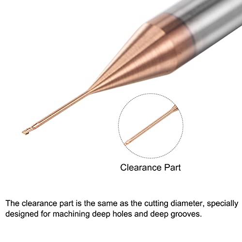 Image of uxcell Square Nose End Mill, 0.4mm Solid Carbide AlTiSin Coated Long Reach CNC Router Bits 2 Flutes Milling Cutter with Extended Neck, 6mm Cutting Length 4mm Shank