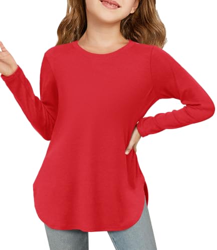 Image of Haloumoning Girls Long Sleeve T Shirts Kids Crewneck Tops 5-14 Years
