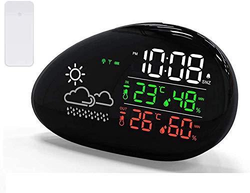 Wireless wetterstationen with Outdoor Sensor, digital Thermometer Hygrometer for Indoor and Outdoor use, Alarm Clock and Snooze Function (1)