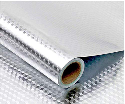 Image of 5 Meter Aluminium Foil Stickers, Oil Proof, Kitchen Backsplash Wallpaper Self-Adhesive Wall Sticker Anti-Mold and Heat Resistant for Walls Cabinets Drawers and Shelves - Silver